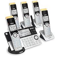 VTech Super Long Range 5 Handset DECT 6.0 Cordless Phone for Home with Answering Machine, 2300 ft Range, Call Blocking, Bluetooth, Headset Jack, Power Backup, Intercom, Expandable to 12 HS