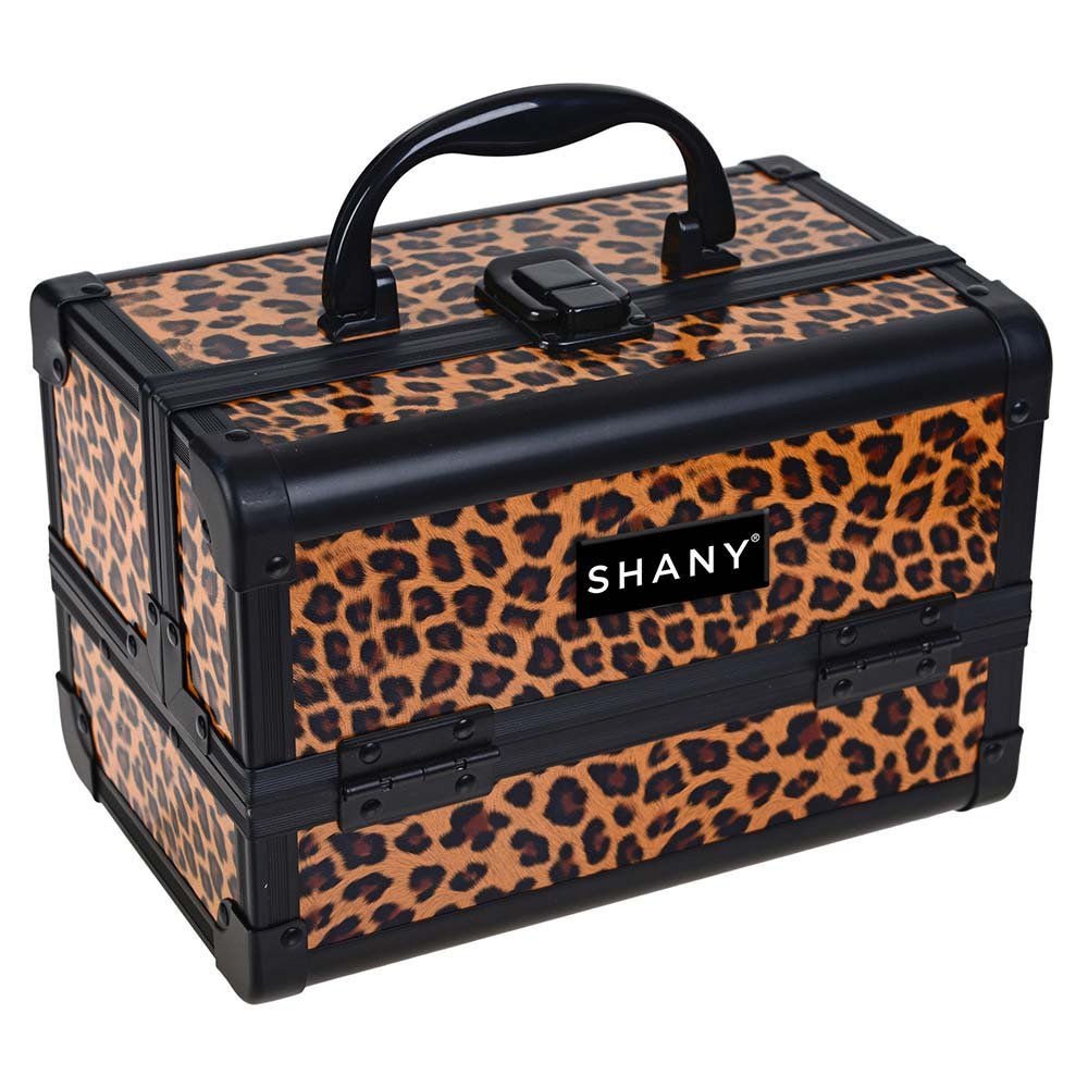 SHANY Chic Makeup Train Case Cosmetic Box Portable Makeup Case Cosmetics Beauty Organizer Jewelry storage with Locks, Multi trays Makeup Storage Box with Makeup Mirror - Lost Cheetah