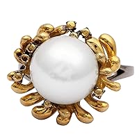 Golden Cultured Freshwater Grande Pearl 18K Yellow Gold Plated Sterling Silver Ring
