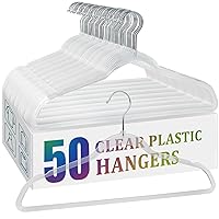 Crystal Cut Clear Hangers 50 Pack, 17.5 Inches Acrylic Hangers for Coats, Dresses, Shirts, Non-Slip, Heavy-Duty - Family Choice Awards Winner