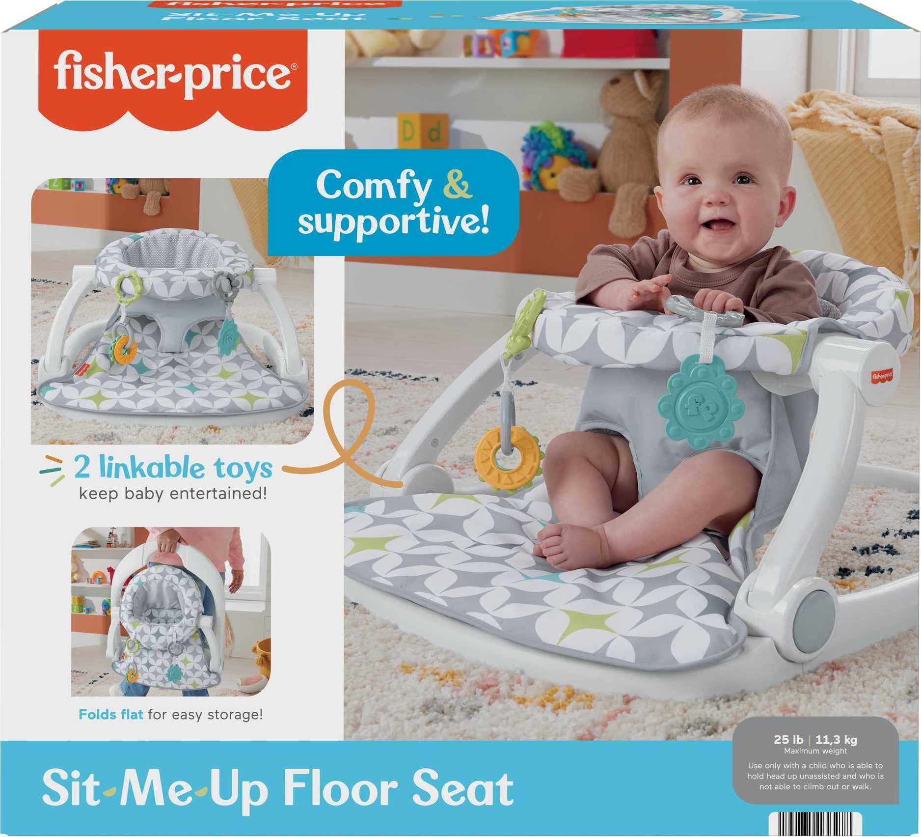 Fisher-Price Portable Baby Chair Sit-Me-Up Floor Seat With Developmental Toys & Machine Washable Seat Pad, Starlight Bursts