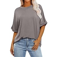 Women's Summer Tops Loose Fit Casual Crew Neck Short Sleeve Basic Tees Plus Size Going Out Tops 2024 Summer Fashion