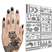 Lace Black Chains Tattoo Waterproof Body Henna Transfer Tattoos Stickers for Women & Girls -150 Designs Bracelets,Necklaces,Tribe,Totem,Wing etc 10 Sheets