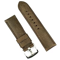 B & R Bands 24mm Brown Bomber Leather Watch Band Strap - Large Length