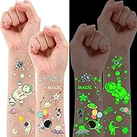 Outer Space Temporary Tattoos for Kids Luminous Stickers Glow in the Dark Fillers Party Favor Craft Supplies 29 Sheets