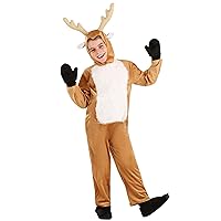 Kids Reindeer Costumes | Christmas Onesie Deer Outfit For Boys And Girls | Headpiece Included
