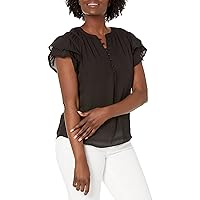 Zac & Rachel Women's Tiered Sleeve Button Front Blouse