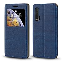 Huawei Nova 6 Case, Wood Grain Leather Case with Card Holder and Window, Magnetic Flip Cover for Huawei Nova 6 5G