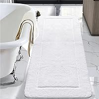 LOCHAS Luminous Non Slip Bathroom Rugs Runner 24 x 60 Inch, Extra Soft and Comfy Bath Mats Rug, Absorbent Thick Microfiber Mat Carpets for Bathroom Shower, White