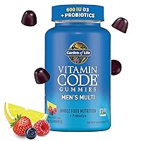 Garden of Life Men’s Multivitamin Gummy:Vitamins C,D,E,B&Zinc for Energy,Stamina & Stress,Probiotics for Digestive & Immune Health,Vitamin Code,Non-GMO,Gluten-Free,90 Lemon Berry Gummies, 30 Day Count