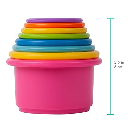 The First Years Stack & Count Stacking Cups - Toddler Toys - Learning and Baby Bath Toys for Kids - 8 Count