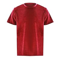 Mens Solid Polyester T-Shirt Pull On Crewneck Short Sleeve Shirts Summer Streetwear Stretch Comfortable Tops