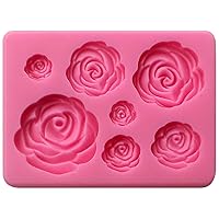 7 Cavity Blooming Roses Candy Silicone Mold for Sugarcraft, Cake Decoration, Cupcake Topper, Chocolate, Fondant, Jewelry, Polymer Clay, Soap Making, Epoxy Resin, Crafting Projects