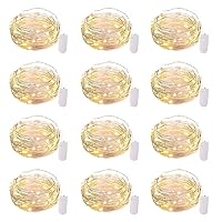 12 Pack LED Fairy Lights Battery Operated String Lights - 7ft 20LED Waterproof Silver Wire Firefly Starry Moon Lights for DIY Crafts Wedding Table Centerpieces Party Bedroom Christmas