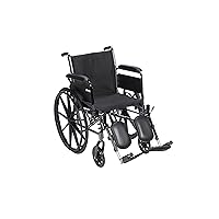 Drive Medical K318DFA-ELR Cruiser III Lightweight Folding Wheelchair with Flip Back Detachable Full Arms and Elevating Leg Rest (Black, 18 Inch, 39lbs)