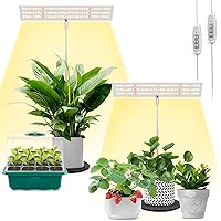 LORDEM Grow Light for Indoor Plant, Full Spectrum LED Plant Light, Height Adjustable Growing Lamp with Auto On/Off Timer 4H/8H/12H, 4 Dimmable Brightness, Ideal for Home Desk Plant Lighting, 2 Pack