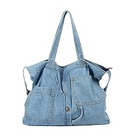 LHHMZ Denim Hobo Bags for Women Retro Jean Shoulder Bag Casual Jean Tote Handbags Vintage Satchel Bags for Teen Girls