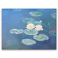 Yomcut Claude Monet Canvas Wall Art - Water Lily Poster - Landscape Painting Famous Oil Paintings Reproduction - Suitable for Bedroom Living Room Office Wall Decor Unframed(12×16in/30×40cm)