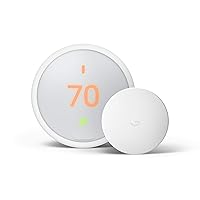 Nest Thermostat E - Smart Thermostat + Google Nest Temperature Sensor Bundle - White