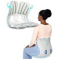 Grand, Ergonomic Back and Lumbar Support for Good Posture Correction and Back Pain Relief, Perfect for Office, Floor Seat, and Work from Home, Patented (Grey)