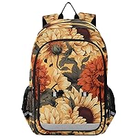 ALAZA Orange Yellow Floral Backpack Bookbag Laptop Notebook Bag Casual Travel Daypack for Women Men Fits15.6 Laptop