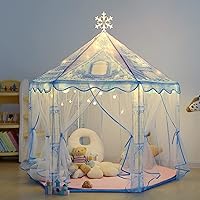 Princess Play Tent, Frozen Toy for Girls, Kids with Snowflake Lights, Playhouse for Toddlers Indoor & Outdoor, Princess Castle Gifts Tent with Rug