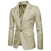 Mens Casual One Button Suit Lightweight Blazer Jacket Sport Coat Solid Color Blazers Slim Fit Suit Groom Dress