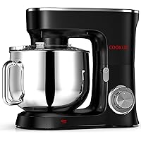 COOKLEE Stand Mixer, 9.5 Qt. 660W 10-Speed Electric Kitchen Mixer with Dishwasher-Safe Dough Hooks, Flat Beaters, Wire Whip & Pouring Shield Attachments for Most Home Cooks,SM-1551,Black