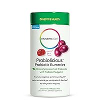 Probiolicious Gummies, Probiotic and Prebiotic Supplement Provides Gastrointestinal and Immune Support, With Bacillus Coagulans, Inulin and Fructooligosaccharides, Berry Flavor, 50 Count
