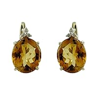Citrine Oval Shape Gemstone Jewelry 10K, 14K, 18K Yellow Gold Stud Earrings For Women/Girls