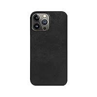 Alcantara Suede Phone Case Compatible with iPhone 13 Pro Max and Compatible with MagSafe - Black