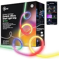 GE CYNC Dynamic Effects Smart LED Light Strip with Music Sync, Color Changing Waterproof Outdoor LED Strip Lights, Work with Amazon Alexa and Google, 16 Ft