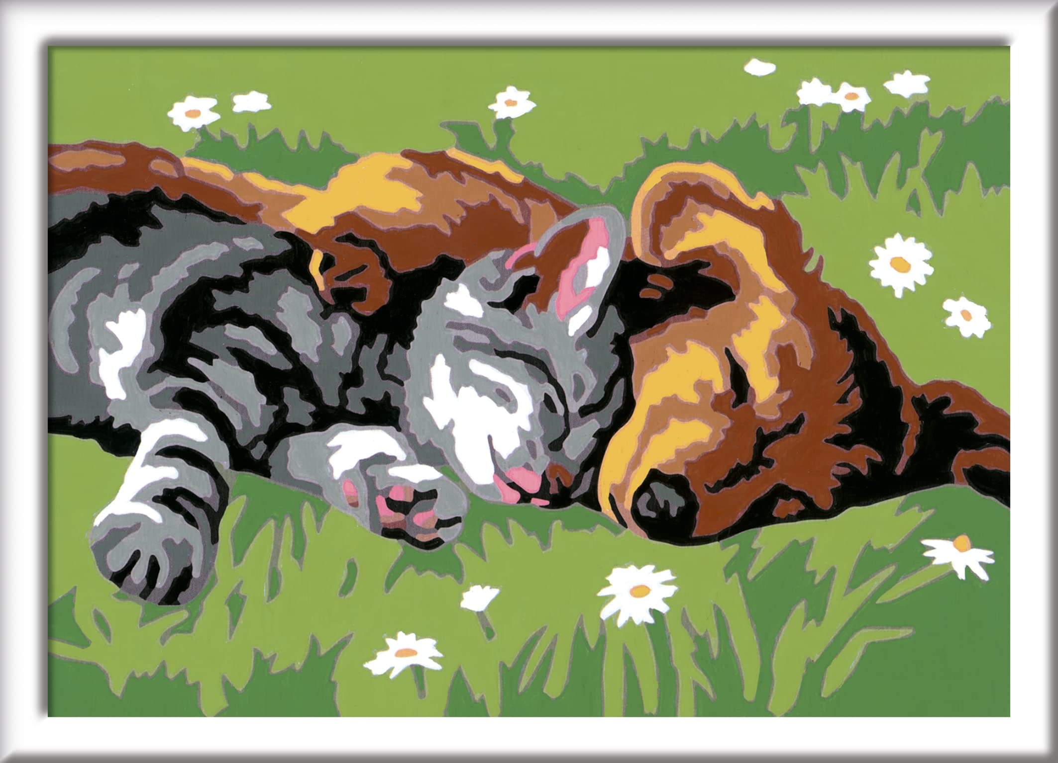 Ravensburger CreArt Sleeping Cat & Dog Paint by Numbers Kit for Kids - Painting Arts and Crafts for Ages 7 and Up