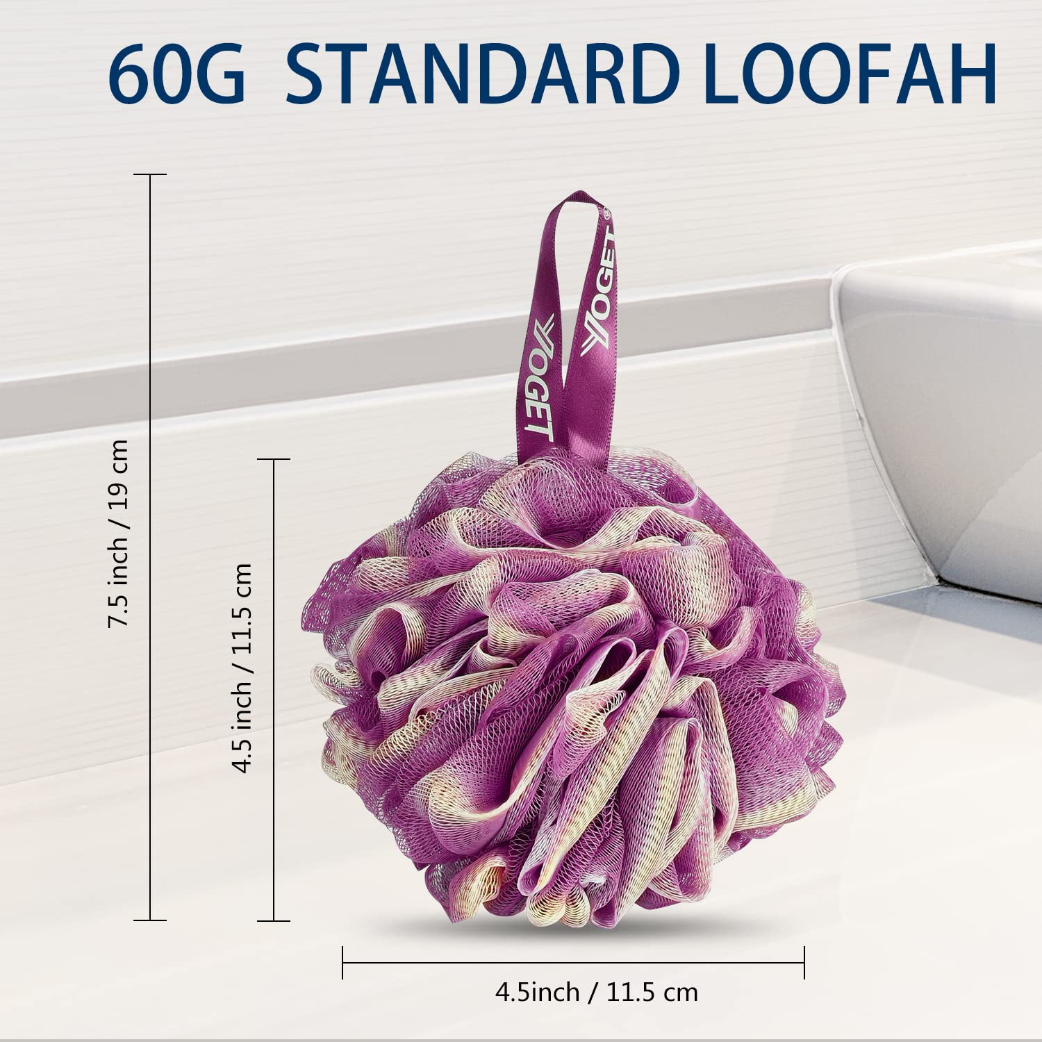 Yoget 4 Pack Bath Loofah Sponge, 4 Color 60G Bath Sponge,Exfoliate, Cleanse, Soothe Skin