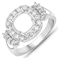 0.73 Carat Genuine White Diamond 14K White Gold Ring