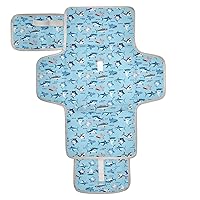 Shark Water Blue Portable Diaper Changing Pad for Baby Waterproof Foldable Changing Mat Diaper Changing Pad with Built-in Pillow for Beach Travel Park Shopping