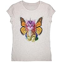 Rainbow Butterfly Unicorn Kitten Youth Girls T Shirt