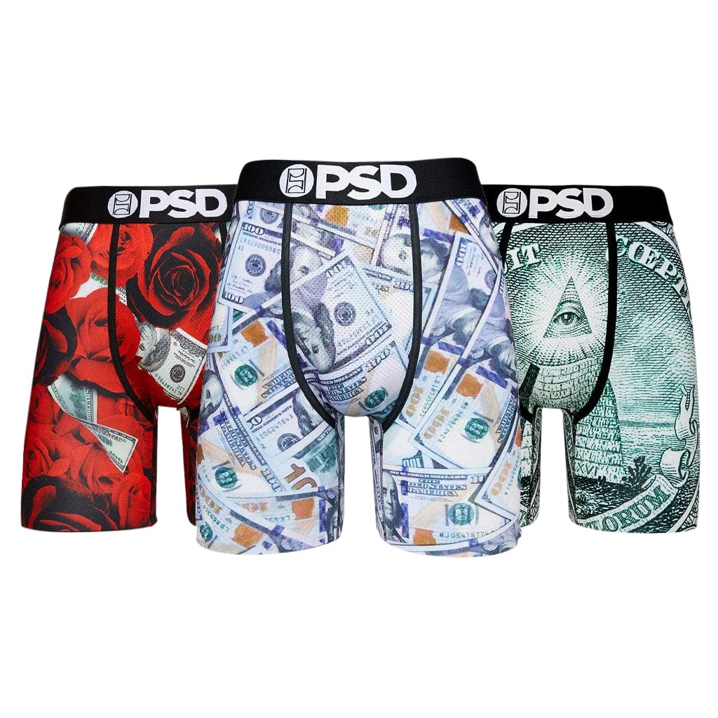 PSD Men's Money 3-Pack Boxer Briefs, Multi, XXL