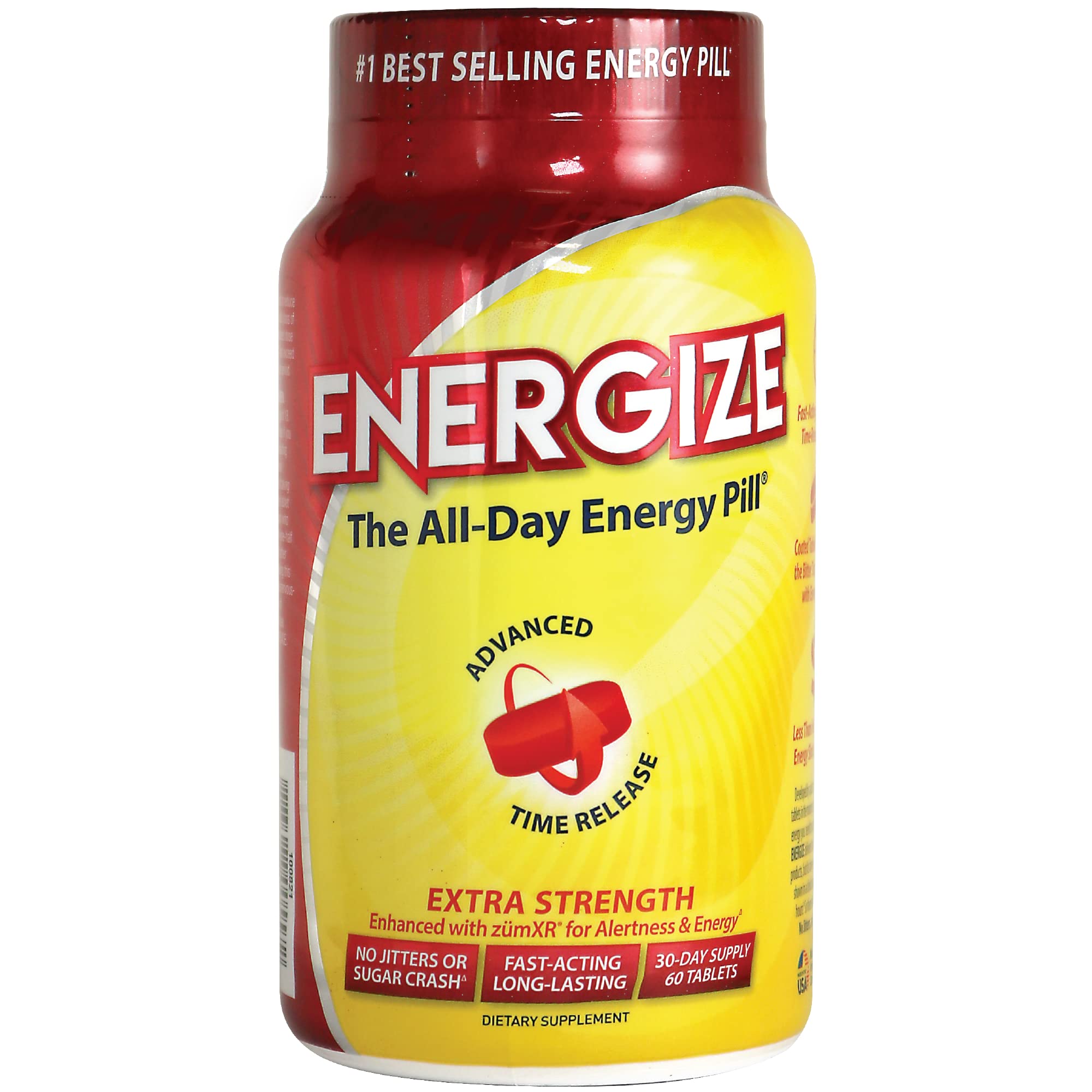 iSatori Energize Extra Strength Caffeine Pills - Fast Acting Long-Lasting Energy Pill - Extended-Release Caffeine - Improved Alertness and Clarity - All Day Energy, No Jitters, No Crash (60 Tablets)