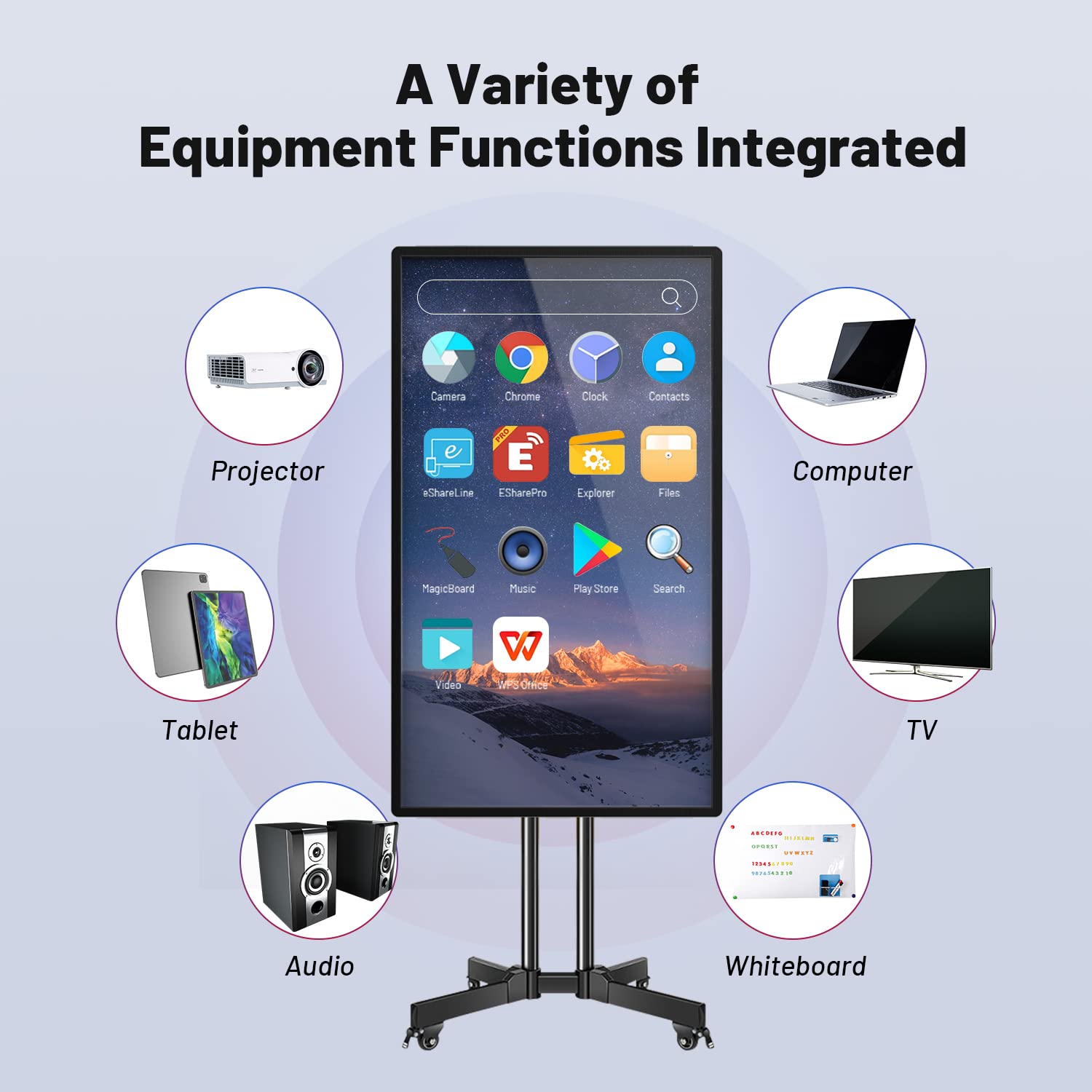 JYXOIHUB Smart Board, 49 Inch Digital Electronic Whiteboard and Smartboard for Classroom, Screen Mirroring from for Live Streaming, Digital Signage Displays and Player for Advertising(Board Only)