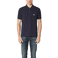 Lacoste Mens Short Sleeve L.12.12 Pique Polo Shirt, Navy Blue, M