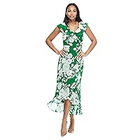 London Times Women's Ruffle Wrap Maxi Dress