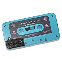Custom Retro Cassette Tape Personalized Audio Mixtape Case, Designed for Samsung Galaxy S24 Plus, S23 Ultra, S22, S21, S20, S10, S10e, S9, S8, Note 20, 10 - Blue