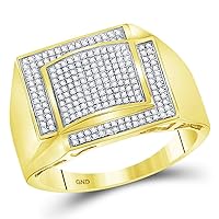 TheDiamondDeal 10kt Yellow Gold Mens Round Diamond Square Cluster Ring 1/2 Cttw
