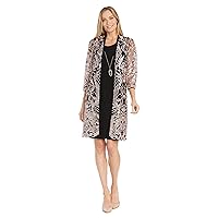 R&M Richards 2PC Contrast Duster Jacket Dress W Embroidery & Sequin Embellishments