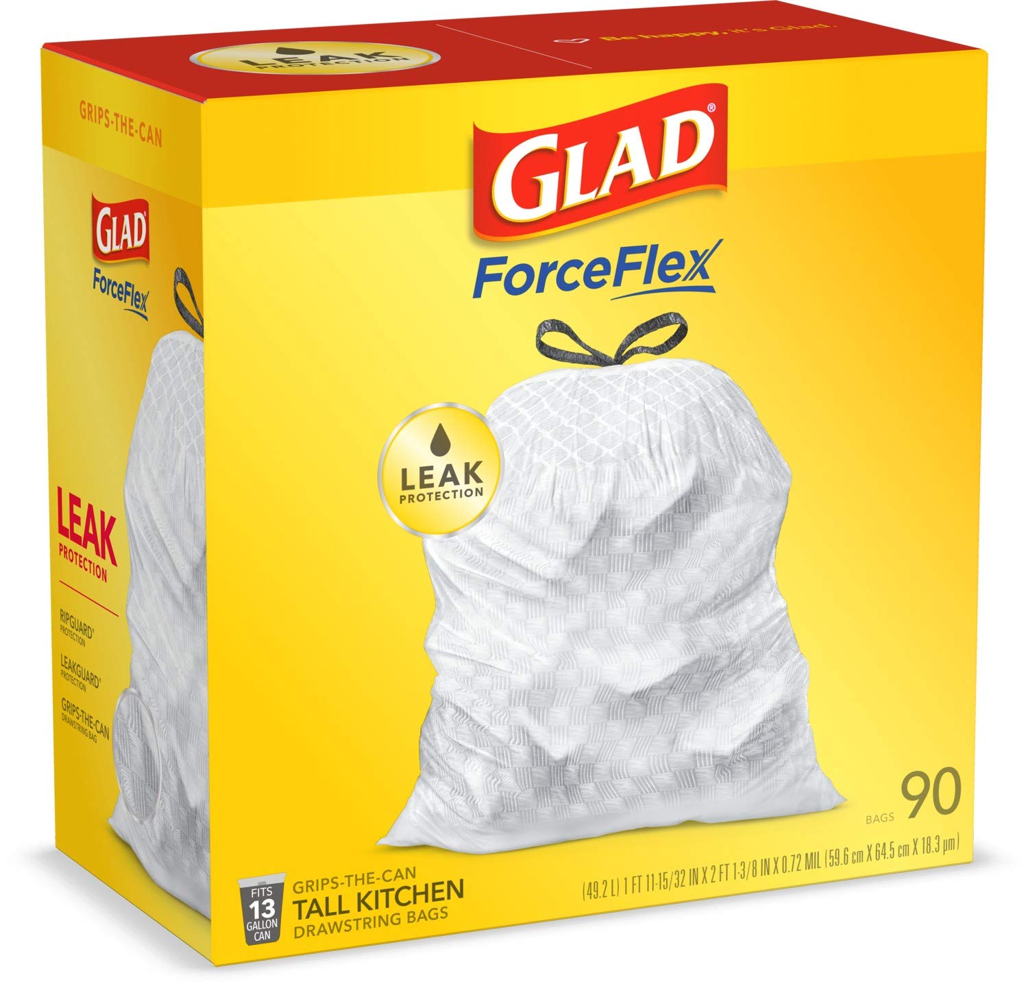 Glad Tall Drawstring Trash Bags - 13 Gallon - 90 Count