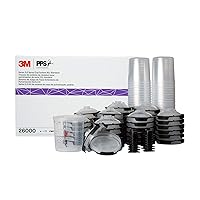 3M 26000 PPS 2.0 Spray Gun Cup, Lids and Liners Kit, Standard, 200-Micron Filter, 22 Ounces, BLACK,SILVER