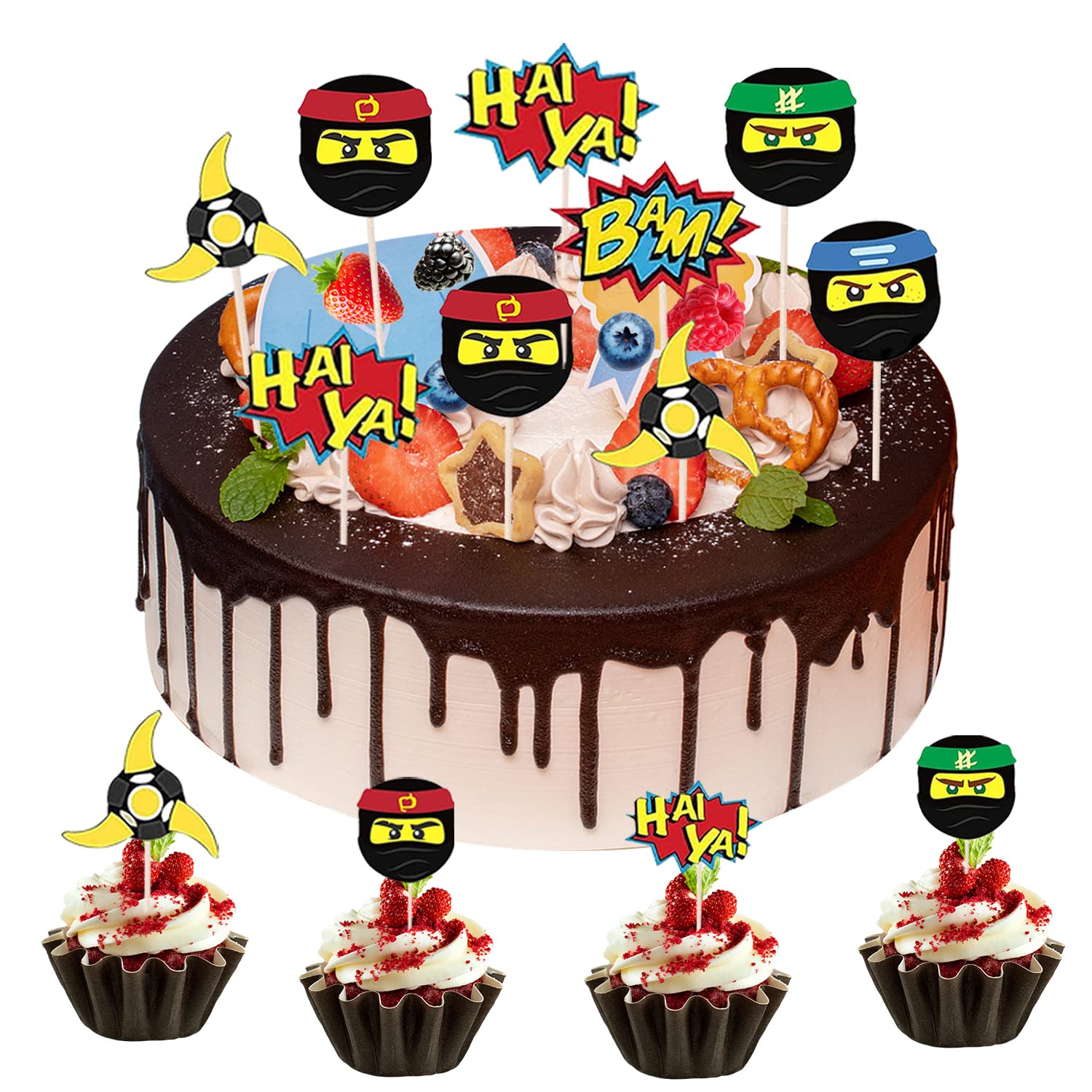 Mua YISKY Ninja Cupcake Toppers, Pack of 24 Cake Decorations ...