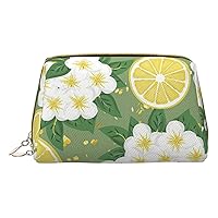 Fresh Lemon Print Leather Makeup Bag Small Travel Cosmetic Bag For Women,Cosmetic Organizer Makeup Pouch For Purse