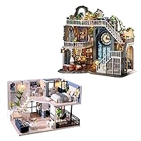 CUTEBEE DIY Dollhouse Miniature with Furniture, DIY Wooden Dollhouse Kit Plus Dust Proof and Music Movement, Creative Room for Valentine's Day Gift Idea(Cozy Time) (Magic House)